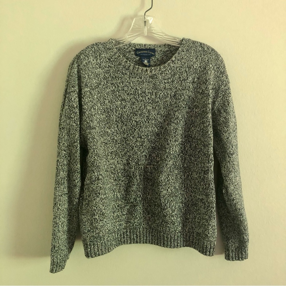 Vintage Charter Club Gray Cotton Crew Neck Sweater